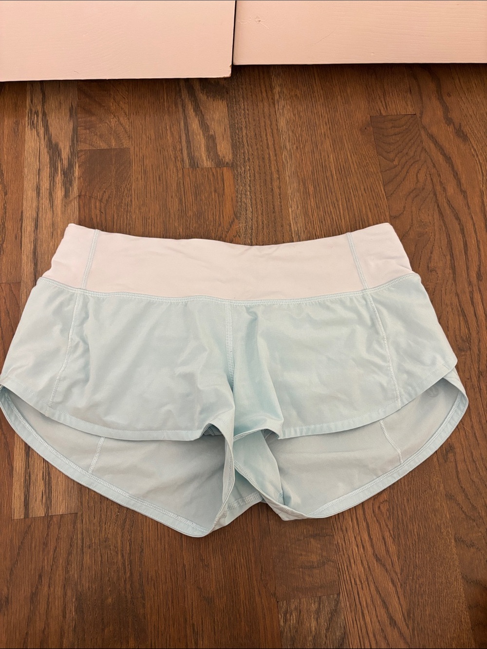 lululemon athletica Light Blue and White Athletic Speed Up Shorts